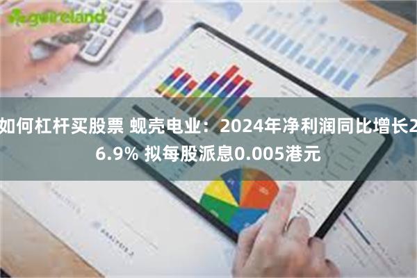 如何杠杆买股票 蚬壳电业：2024年净利润同比增长26.9%