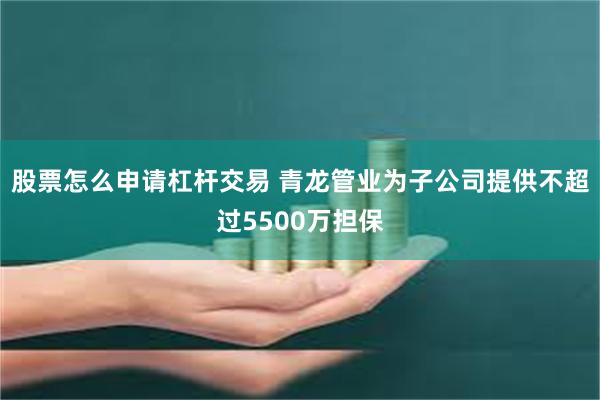 股票怎么申请杠杆交易 青龙管业为子公司提供不超过5500万担