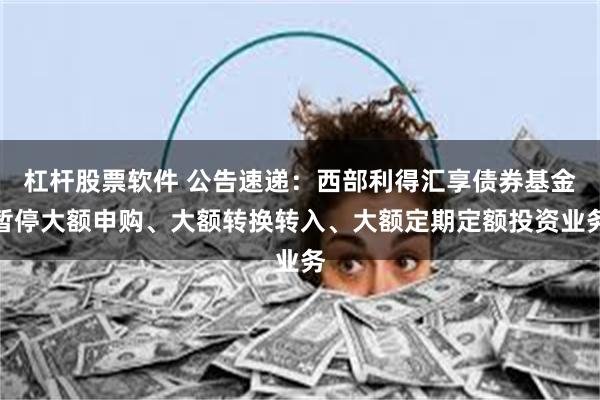杠杆股票软件 公告速递：西部利得汇享债券基金暂停大额申购、大