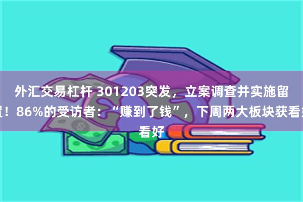 外汇交易杠杆 301203突发，立案调查并实施留置！86%的